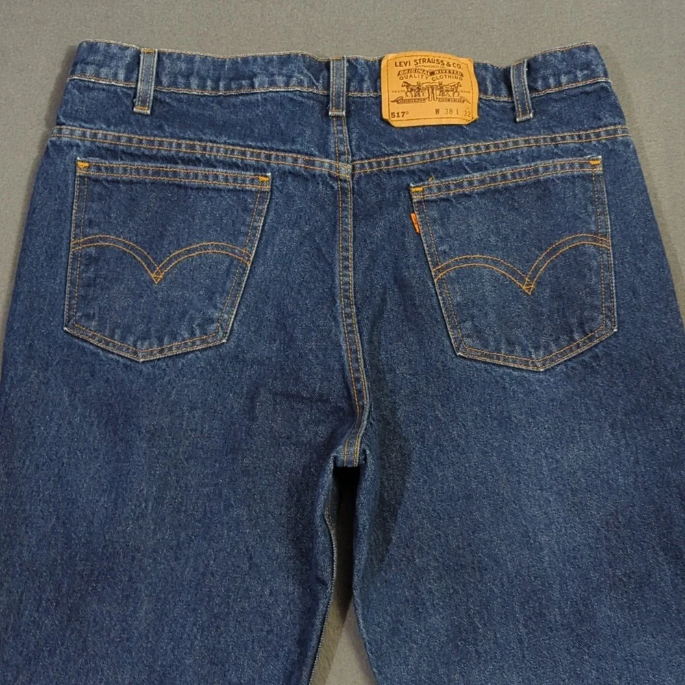 Levi's VTG Jeans Men's 38x32 Fits 35x32 Blue 517 Orange Tab Boot Made In USA 90s